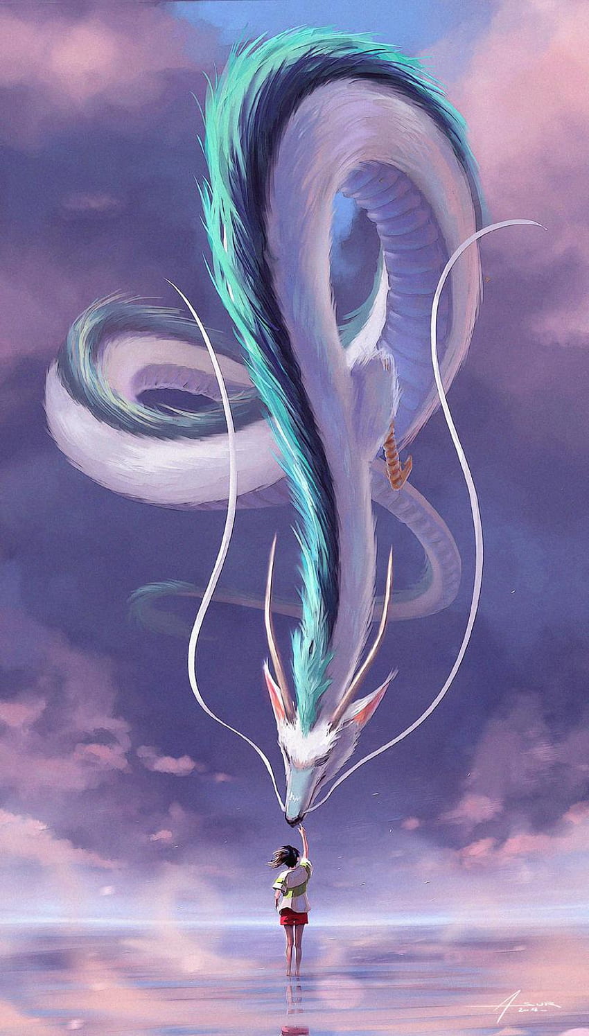 ден. змия, фантастика, човек, дракон, изкуство за , ден за , мобилни телефони d. Произведения на Ghibli, аниме декори, изкуство на Ghibli, Haku Ghibli HD тапет за телефон