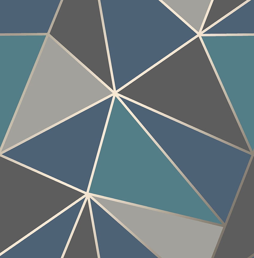 Fine Decor Apex Geometric Abstract Triangles Teal Blue Grey FD42001, Modern Triangle Abstract Sfondo del telefono HD