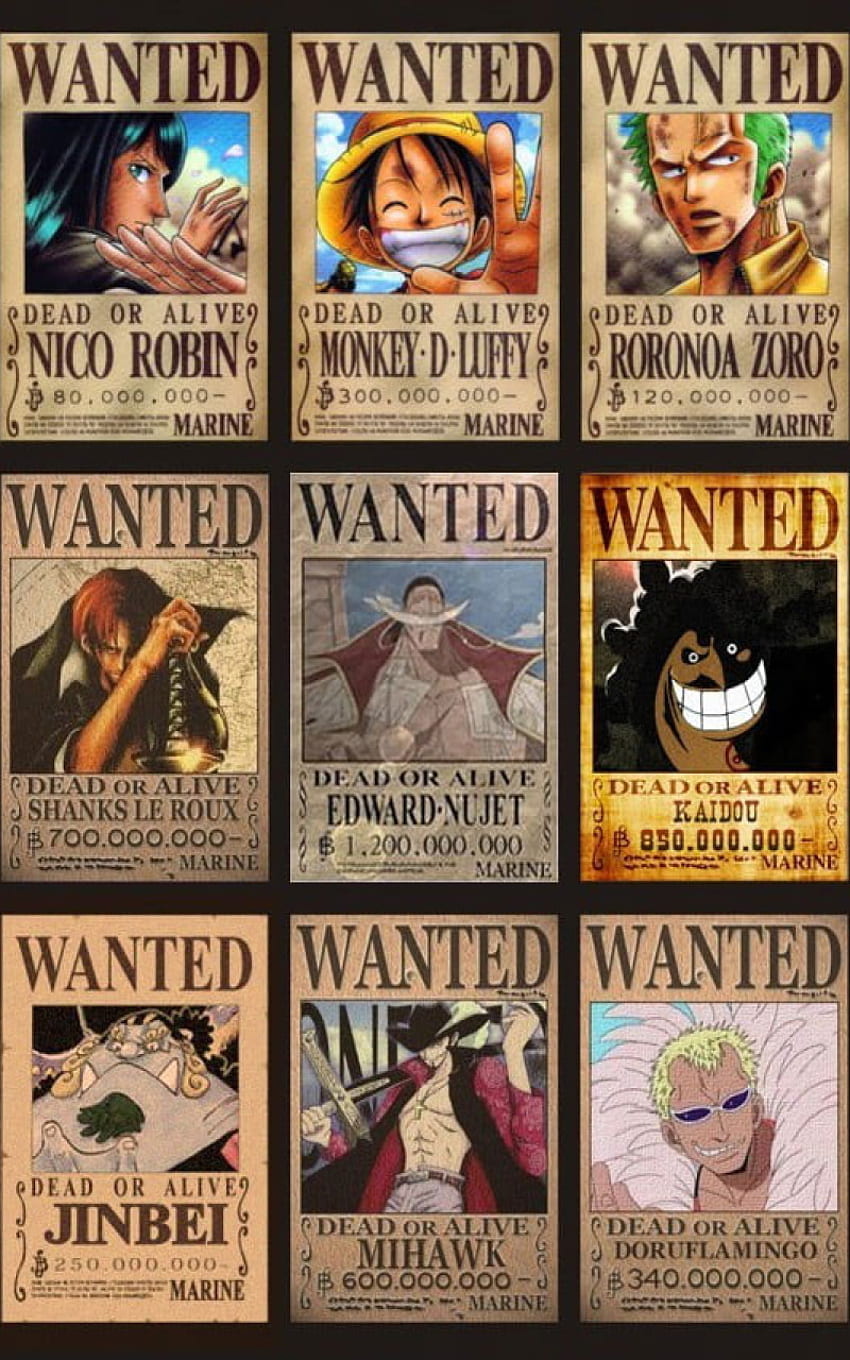 OnePiece wanted list , One Piece character wanted poster collage • For ...