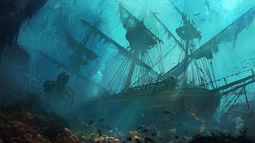 Underwater Shipwreck [] : HD wallpaper