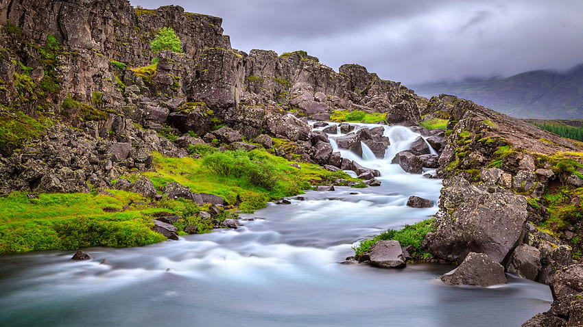 Beautiful Oxarafoss Waterfall In Iceland Europe Landscape Ultra For Computers Laptop Tablet And Mobile Phones HD wallpaper