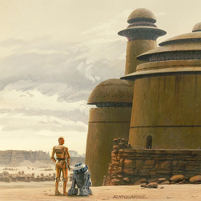 Star Wars on Instagram: “Ralph McQuarrie의 Production Illustrat에서 C 3PO와 R2 D2가 Jabba The Hutt의 궁전에 접근합니다. 스타워즈, 스타워즈 포스터, 스타워즈 드로이드, 자바의 궁전 HD 전화 배경 화면