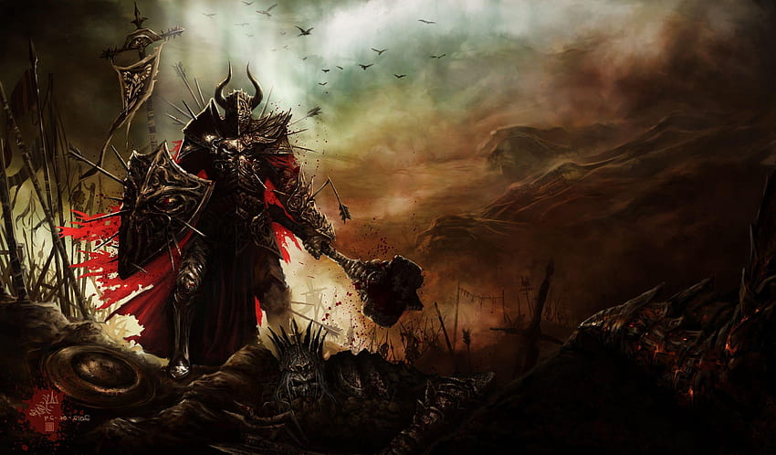 obra de arte Fantasia arte Cavaleiros guerra Guerreiro, Guerreiro da Morte papel de parede HD