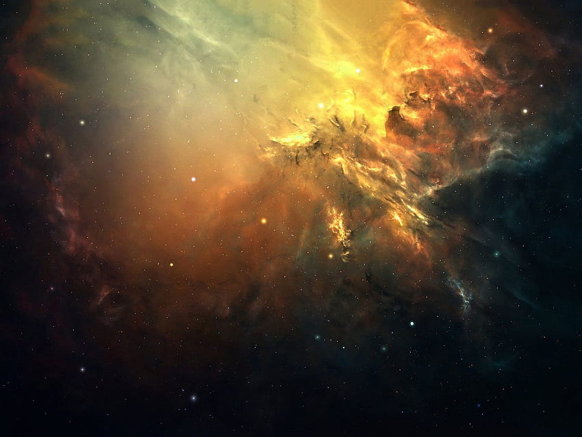 Space star cluster . Nebula, Yellow Nebula HD wallpaper