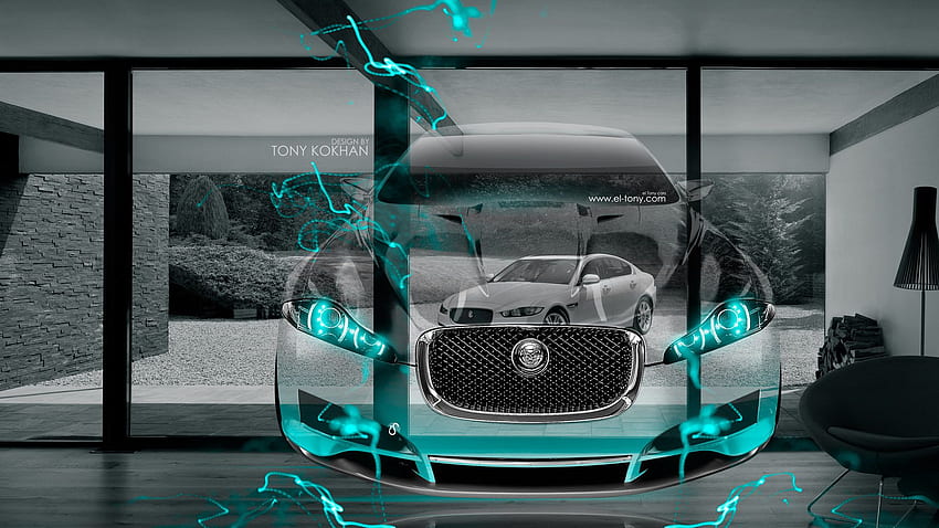 Jaguar C XF Fantasy Crystal Home Fly Car 2015, Neon Jaguar HD wallpaper
