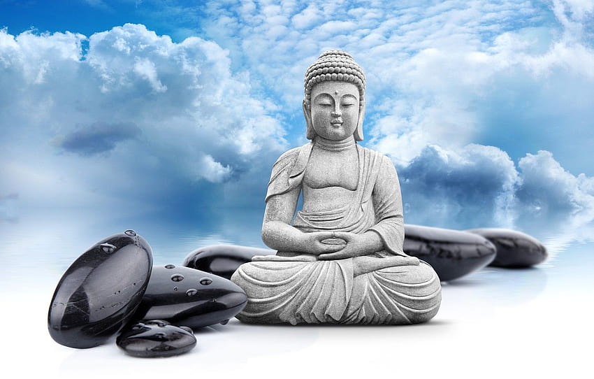 the sky, clouds, statue, religion, Buddha for , section разное, Blue Buddha HD wallpaper