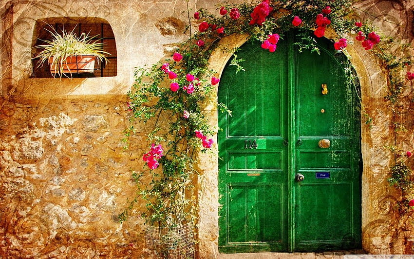 ベスト ハイ デフィニション ナチュラル - . 美しいドア, 緑のドア, ドアの壁画, 戸口 高画質の壁紙