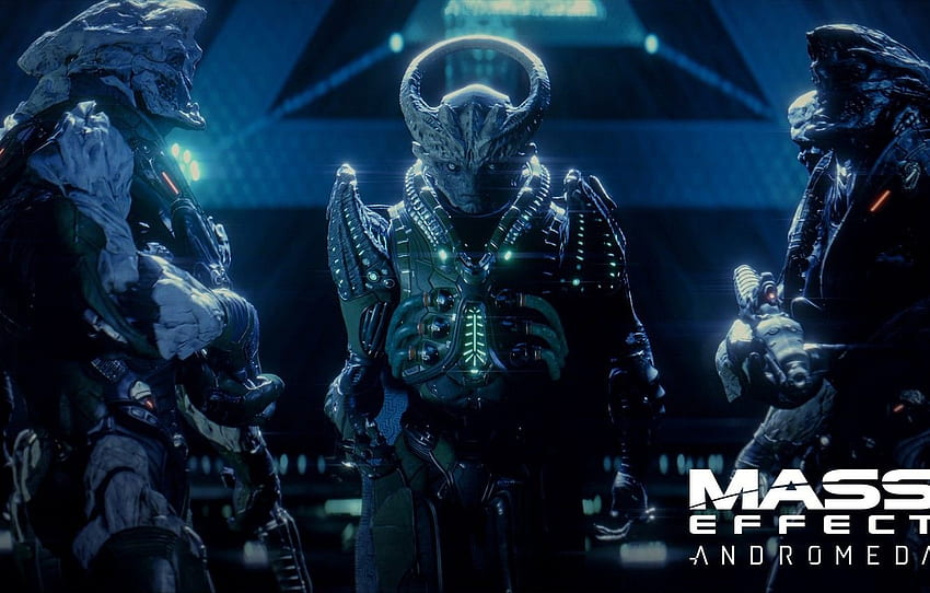 gun, game, weapon, alien, Mass Effect, suit, Mass Effect, Mass Effect: Andromeda HD wallpaper