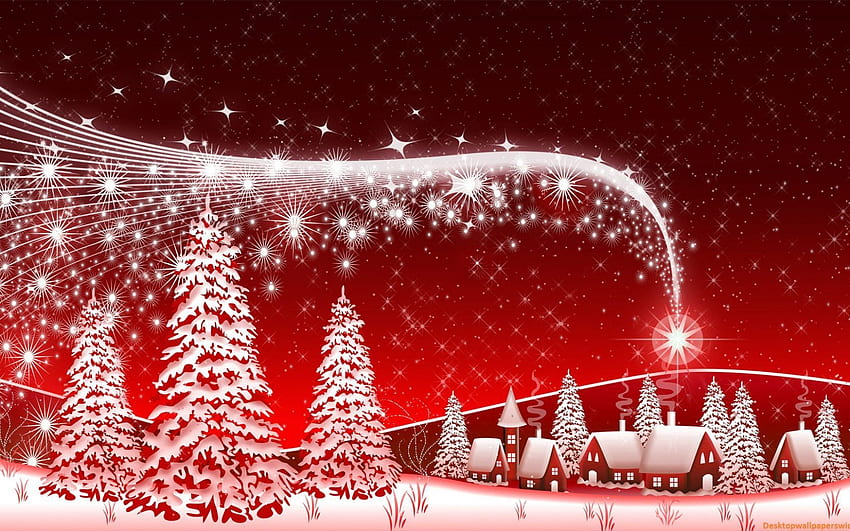 Merry Christmas Holiday Winter Snow Village Gifts Trees Beautiful HD wallpaper