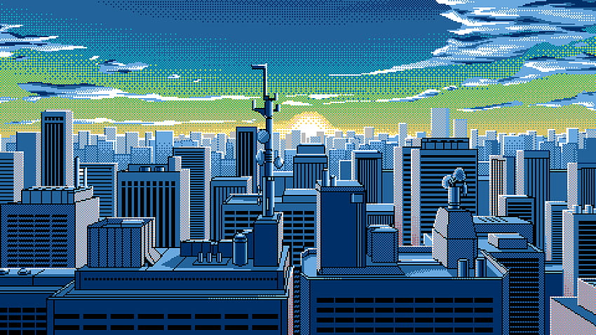 Bit-Skyline:, 8-Bit-Stadt HD-Hintergrundbild