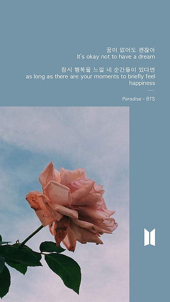 BTS Paradise Lyrics, Beautiful Quote, Wall Art