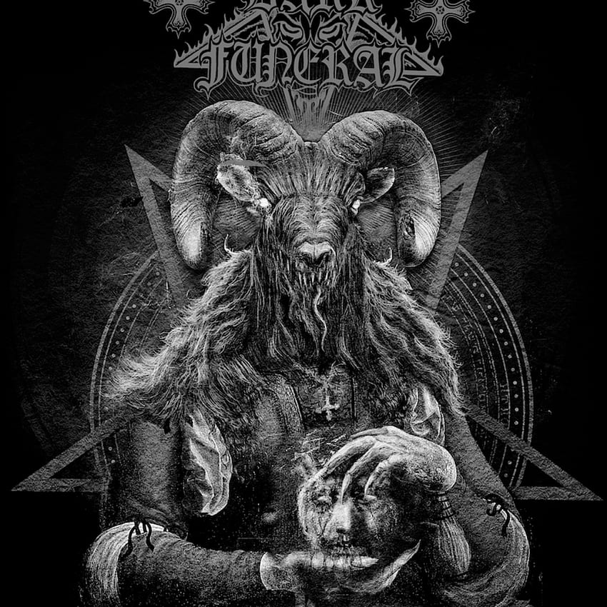 Ciemne legginsy Funeral Goat Satan. Sztuka black metalowa, Mroczny pogrzeb, Sztuka satanistyczna Tapeta na telefon HD