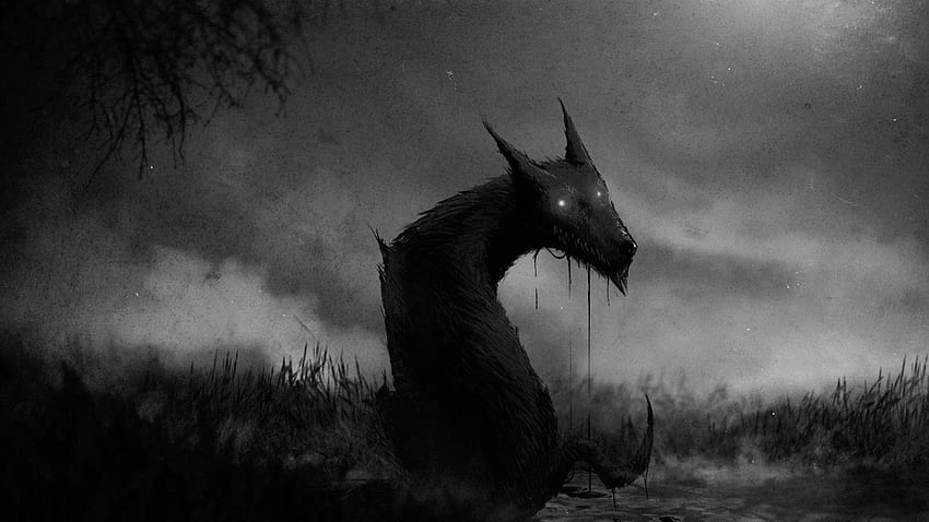 Dark Evil Horror Spooky Creepy Scary - 빨간 눈을 가진 악마 늑대 - - HD 월페이퍼