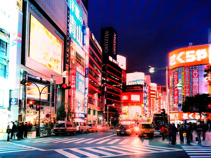 Japonia pejzaże miejskie miasta Shibuya. Tapeta HD