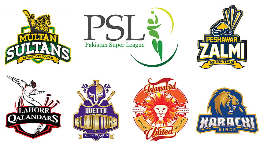 Logotipo de los equipos de PSL 2018 y . Logotipo de Cricket de la Superliga de Pakistán fondo de pantalla