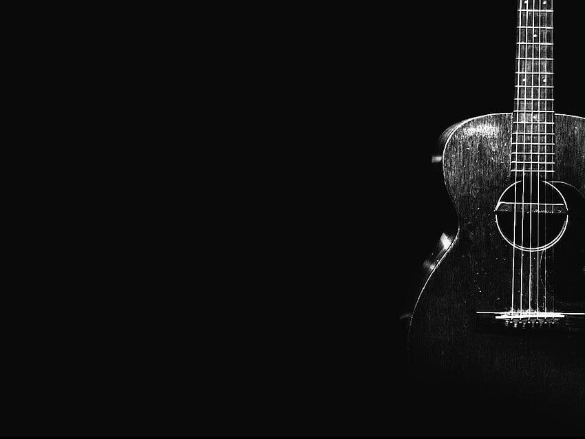 アコースティック ギターの黒と白 []、モバイル、タブレット用。 ギターの黒の背景を探る。 ギター黒背景、ギター、ベースギター、黒ギター 高画質の壁紙