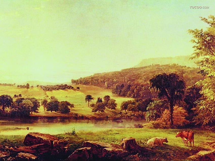 Landscape Oil Painting, Western Landscape HD wallpaper