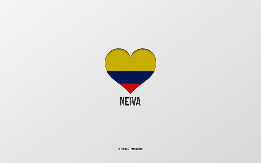 I Love Neiva, Colombian cities, Day of Neiva, gray background, Neiva, Colombia, Colombian flag heart, favorite cities, Love Neiva HD wallpaper