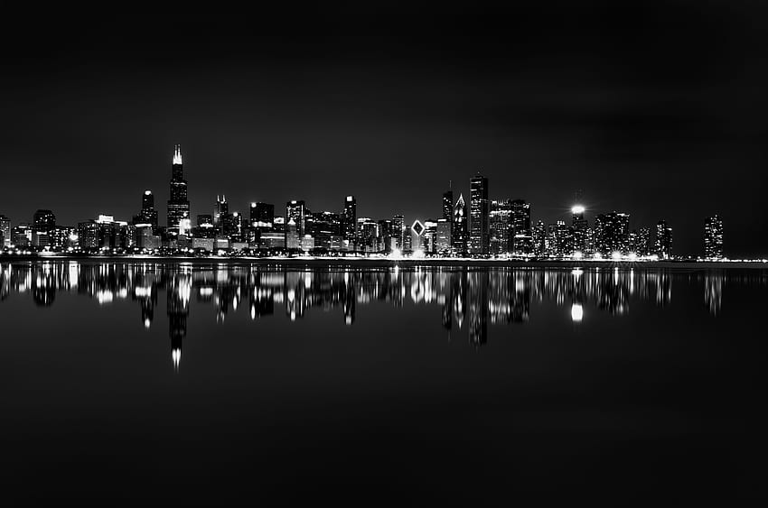 chicago skyline black and white . Portadas para facebook, Fotografia, Ciudades, Dark Skyline HD wallpaper