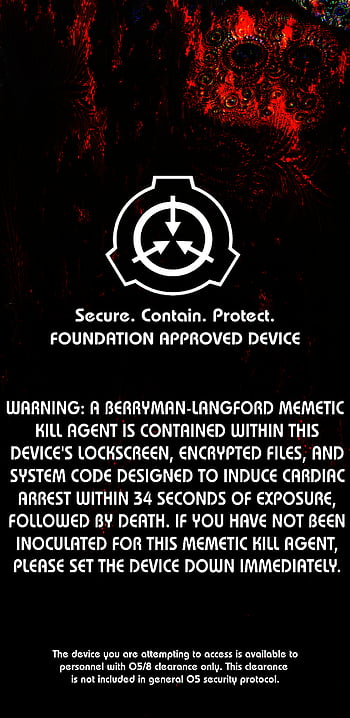 i have made two scp wallpapers for my phone you cant see the fingerprint  for some reason  rSCP