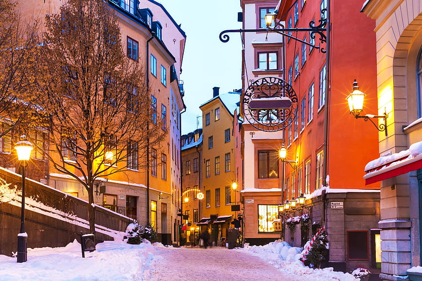 Estocolmo - Inverno à noite em Estocolmo - - teahub.io, Neve em Estocolmo papel de parede HD