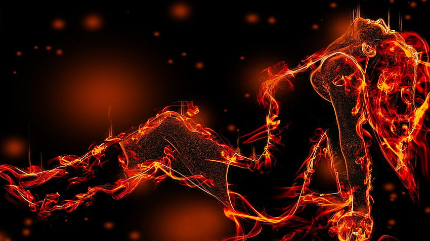 feuer, ringe, fantasiekunst, in flammen. .ua, Rote Flammen HD-Hintergrundbild