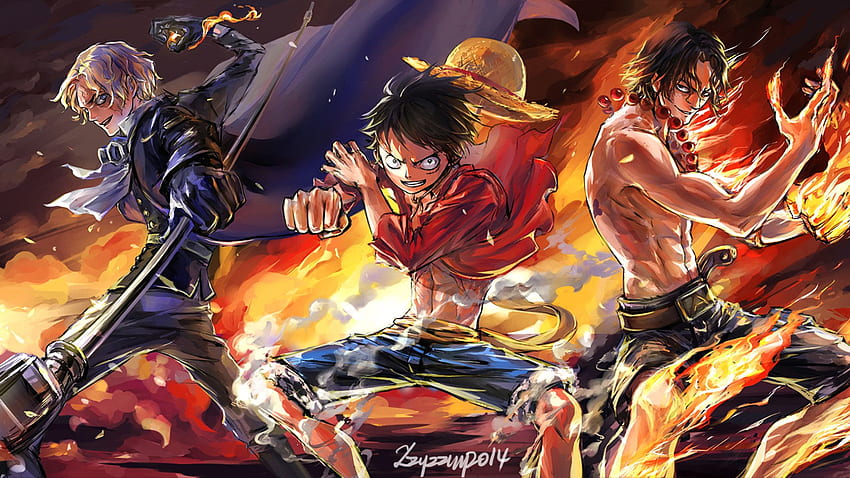 One Piece Luffy dan Ace, Ace Tinju Api Wallpaper HD
