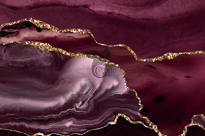 Burgundy & Gold Agate Borders. Burgundy and gold, Gold aesthetic, Digital watercolor, Maroon Marble HD wallpaper