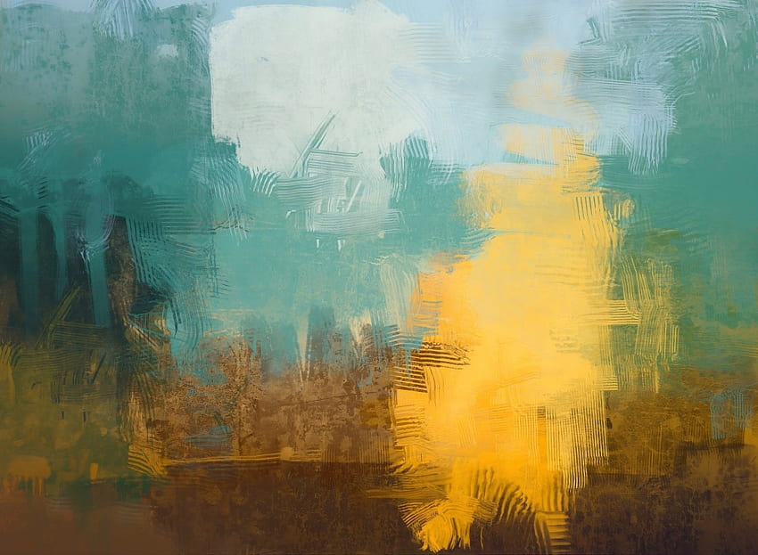 Akwarela Zielony Żółty Malarstwo abstrakcyjne Mural — • Wallmur®, Zielony Tapeta HD