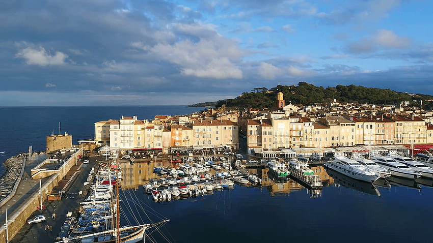Côte d'Azur, France, vue aérienne de St Tropez Séquence Vidéo Fond d'écran HD