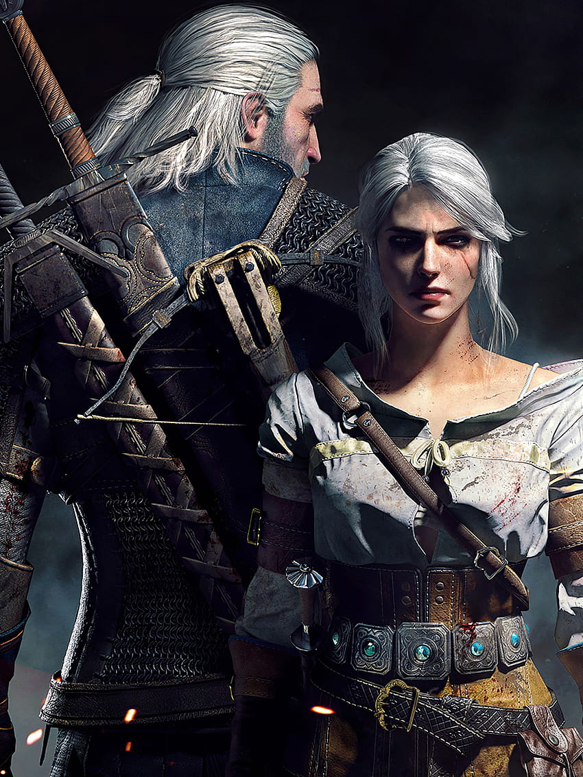 Geralt i Ciri Rozdzielczość plakatu z gry Wiedźmin 3, gry, i tło Tapeta na telefon HD