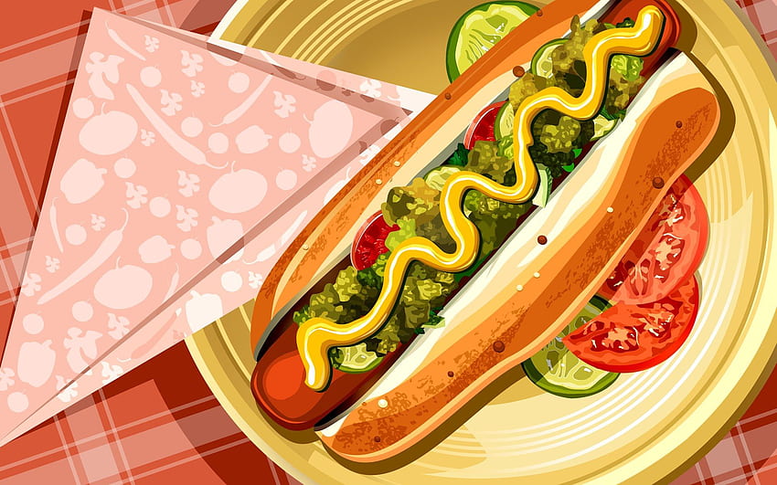 PSD Illustrazioni di cibo 3126 illustrazione di hot dog hot dog, Anime Food Sfondo HD