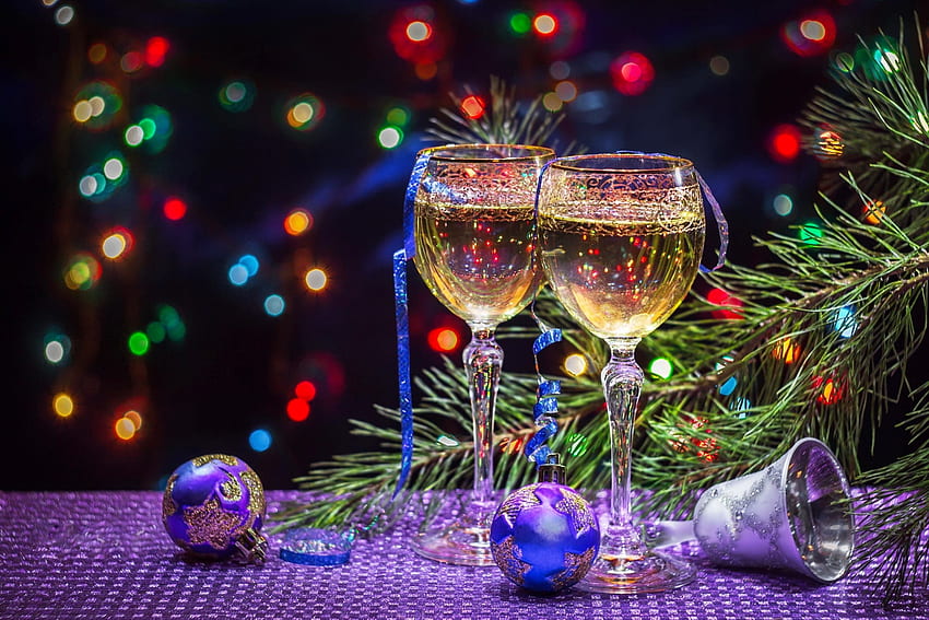 Happy New Year!, winter, champagne, beautiful, arrangement, 2018, decoration, holiday, happy, new year HD wallpaper