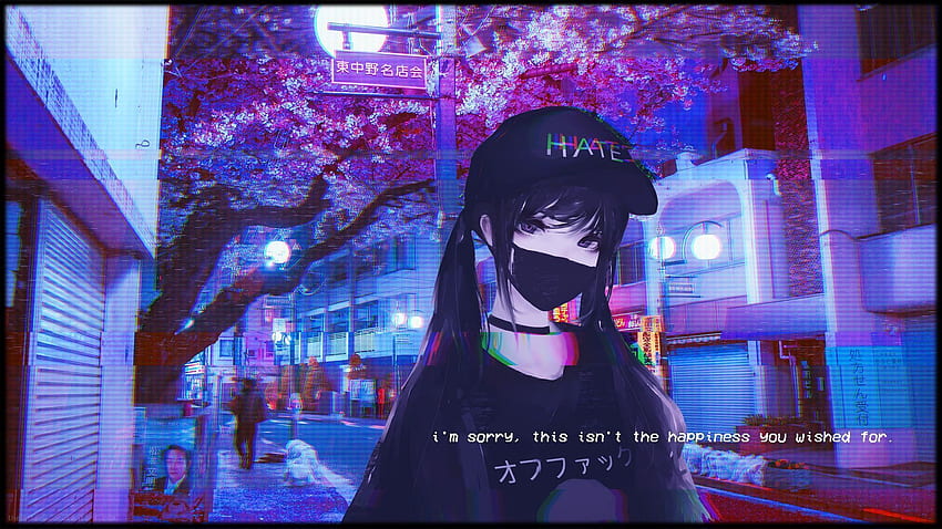 Laptop Anime Glitch, Anime Vaporwave Laptop HD wallpaper