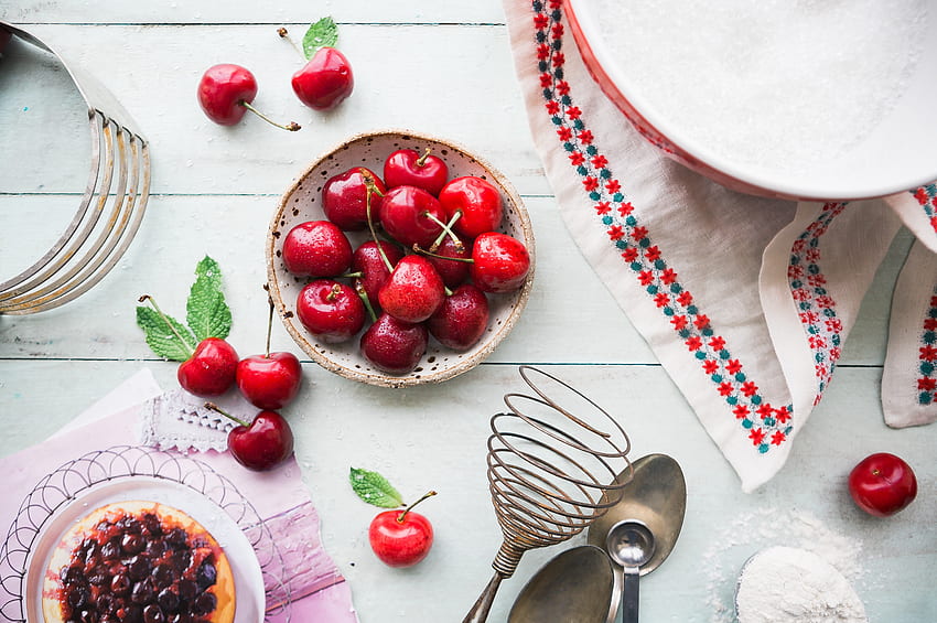 Sweet Cherry, Food, Berries, Plate HD wallpaper