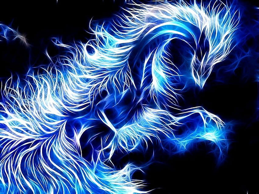 Dragão de Fogo Azul Fresco papel de parede HD