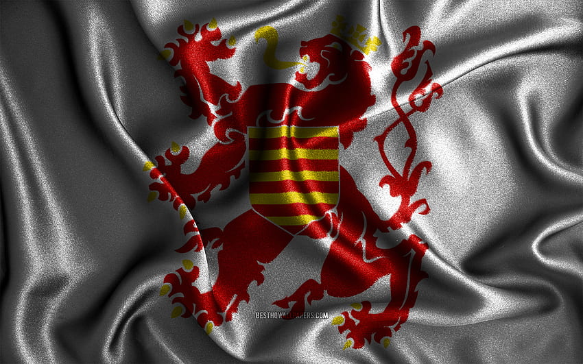 Drapeau du Limbourg, , drapeaux ondulés en soie, provinces belges, Jour du Limbourg, drapeaux en tissu, Drapeau du Limbourg, art 3D, Limbourg, Europe, Provinces de Belgique, Drapeau 3D du Limbourg, Belgique Fond d'écran HD