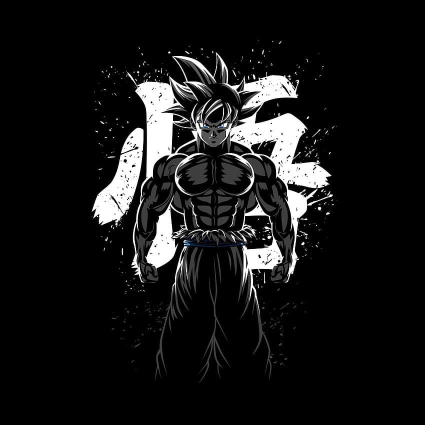Goku Musculoso , Dragon Ball Z, AMOLED, Minimal, Black Background, Black Dark, Goku Sketch HD phone wallpaper