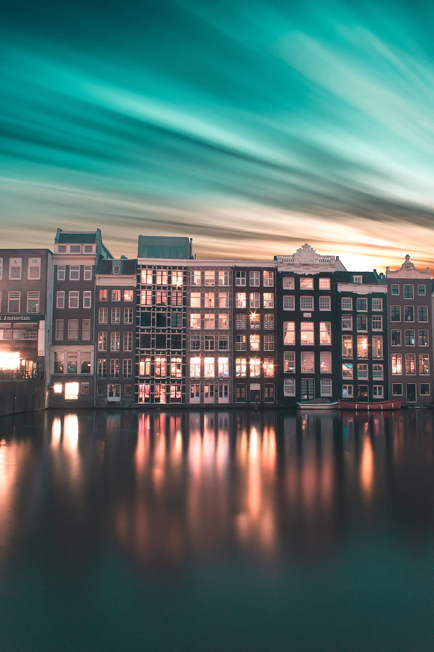 도시, 도시, 건물, 구배, 네덜란드, 암스테르담 HD 전화 배경 화면