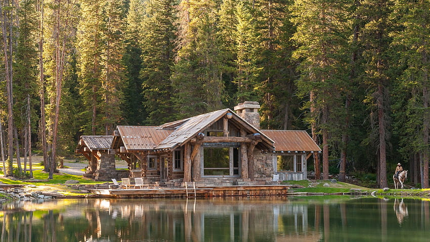 A log home in Montana is, Montana Cabin HD wallpaper