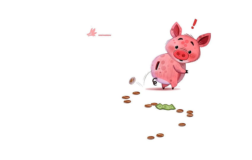 money, hole, currency, pink, art, bummer, pig, stash, Piggy Bank HD wallpaper