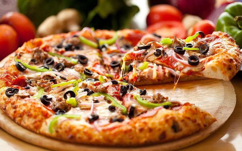 Slice of pizza background HD wallpaper