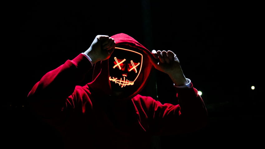 Maske Neonlicht Person HD-Hintergrundbild
