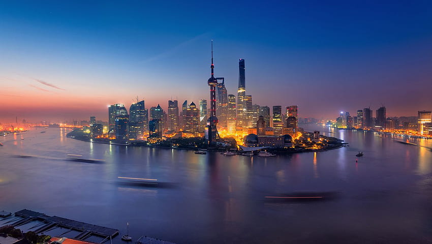 Shanghai China Buildings Light Laptop , , Background, and HD wallpaper