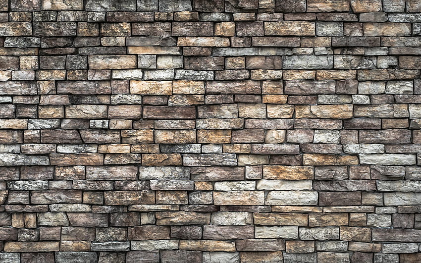 Каменна стена, макро, каменни текстури, стена, сива каменна стена, сив каменен фон, близък план, каменен фон за с разделителна способност. Високо качество HD тапет