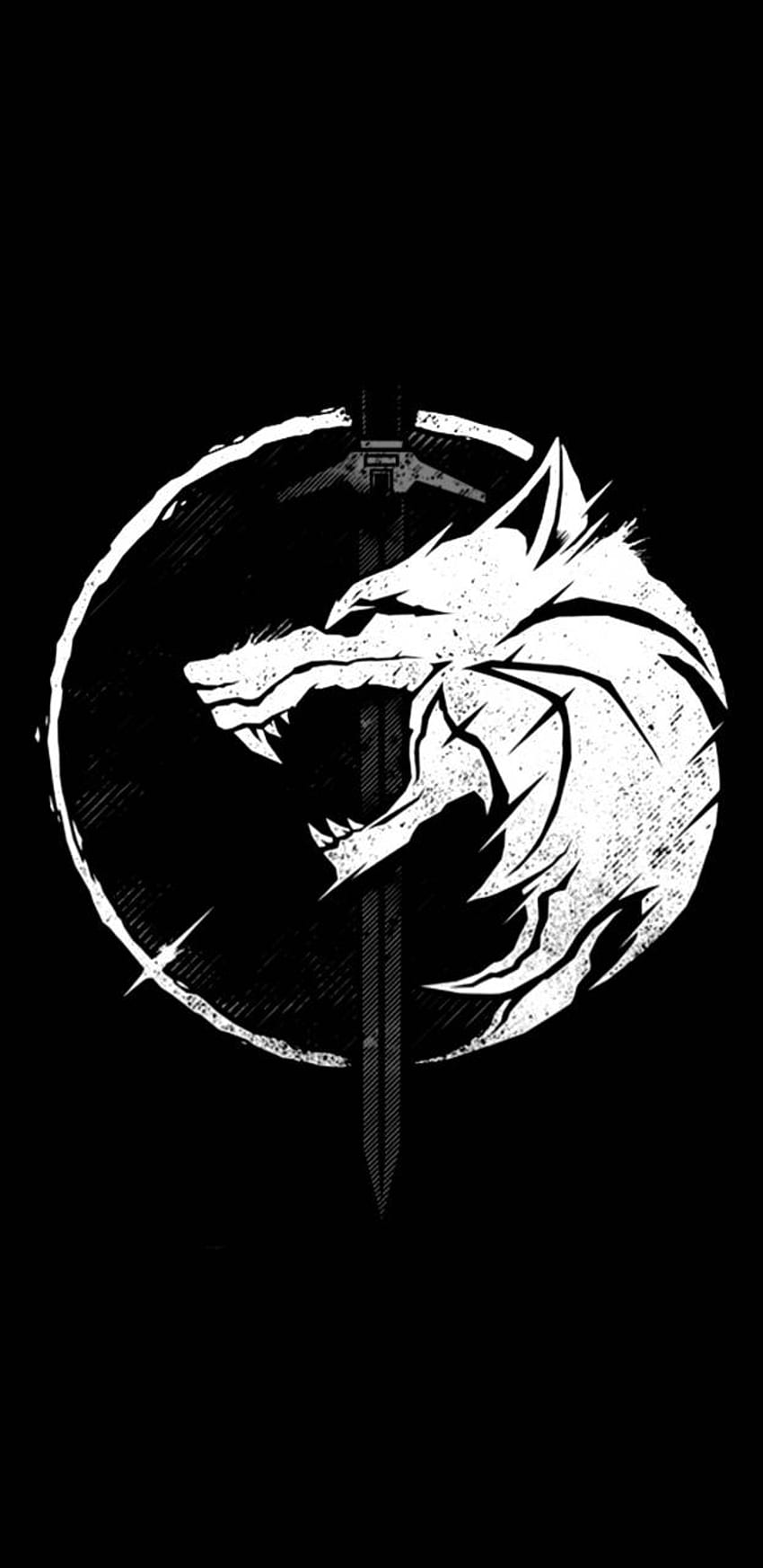 Weißer Wolf, Witcher-Symbol HD-Handy-Hintergrundbild