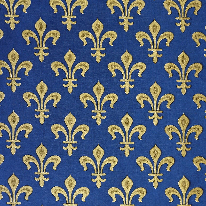 ผ้าโบรเคด Fleur de Lys - สีน้ำเงินและสีทอง – Watts & Co วอลล์เปเปอร์โทรศัพท์ HD