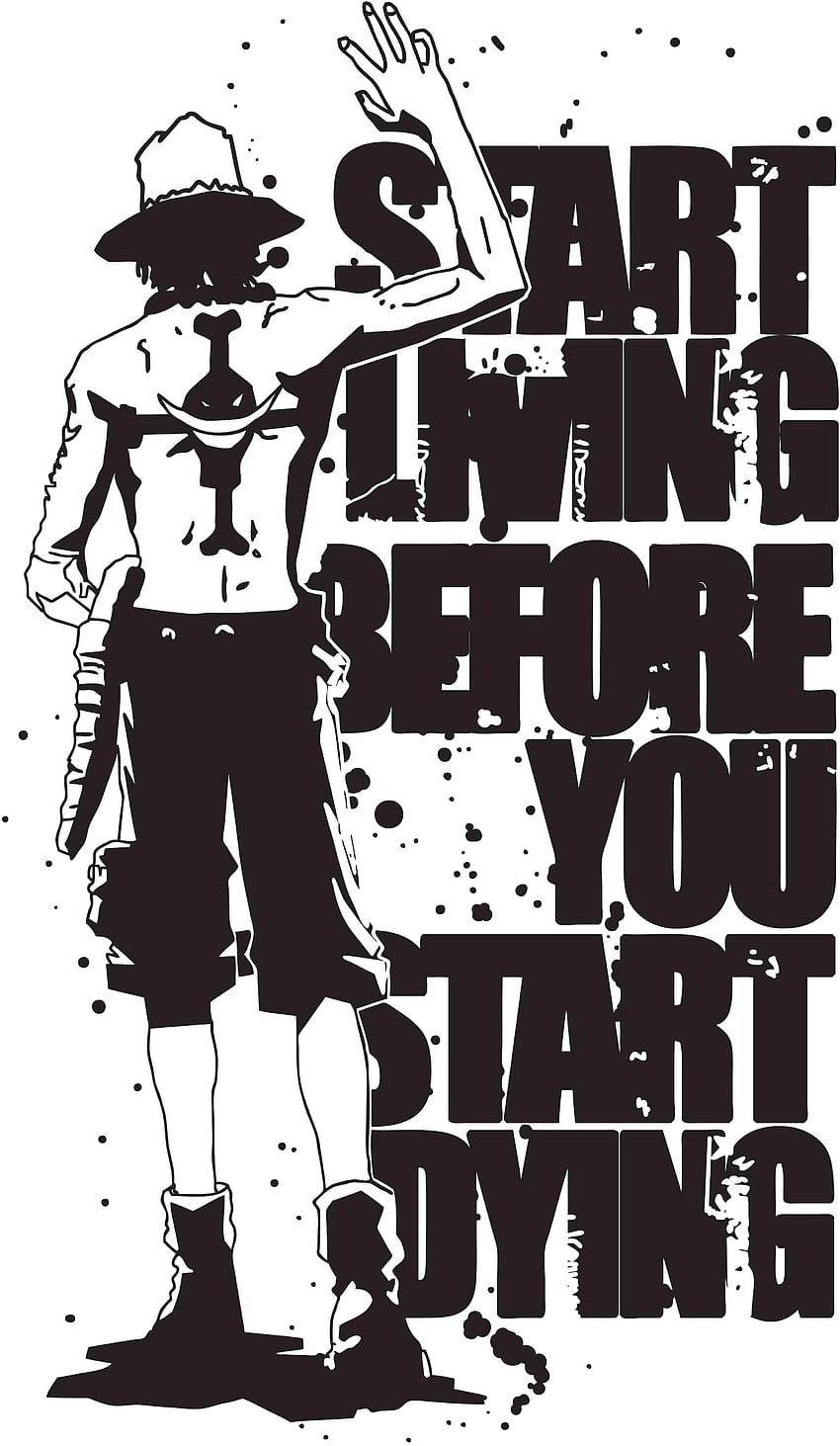 One Piece Zitate, One Piece Schwarz und Weiß HD-Handy-Hintergrundbild