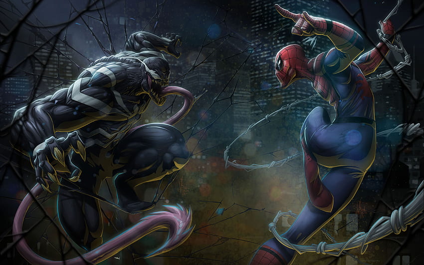 Venom vs Spider Man, monitor doble de Venom fondo de pantalla