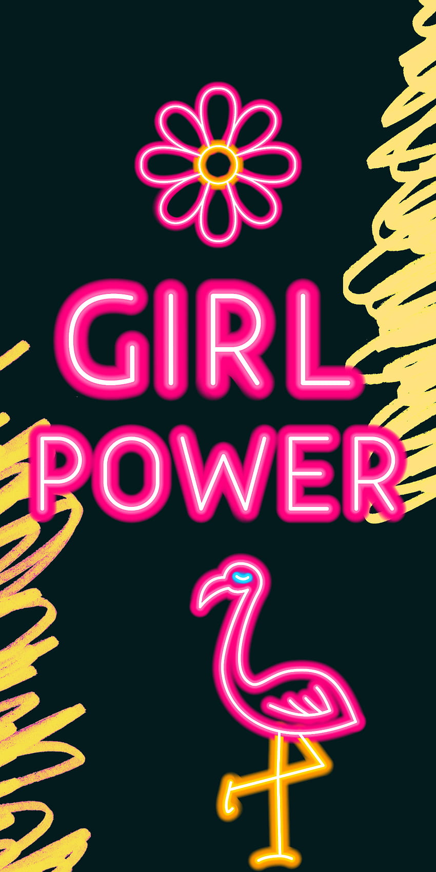 Girl power, magenta, pink, yellow, Girlie HD phone wallpaper